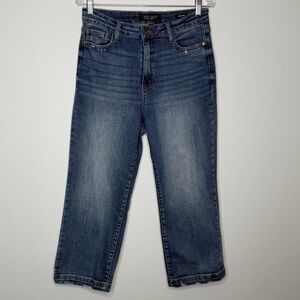 Judy Blue Wide Leg Crop Distressed Jeans